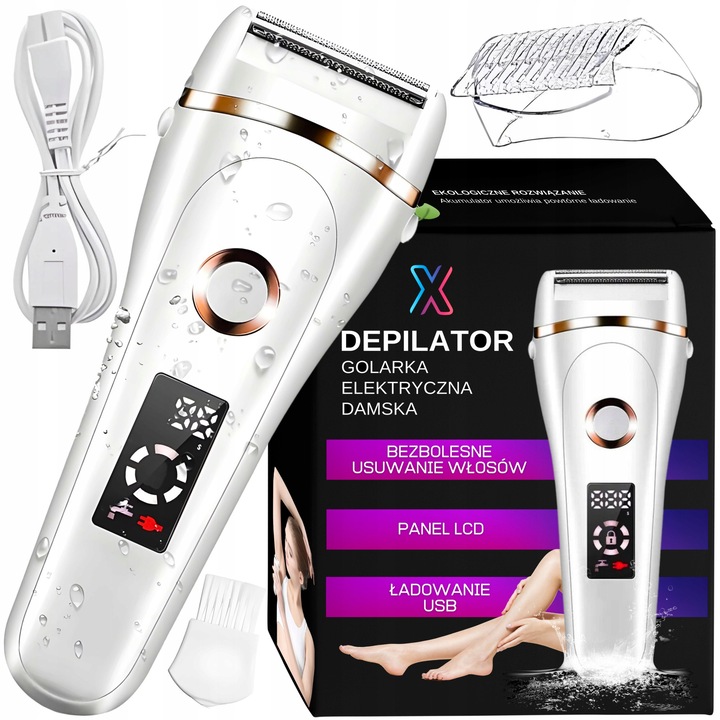 Epilator Minexo, 3 in 1, alb, waterproof IP67, set complet