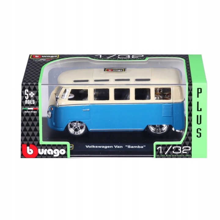 Mașinuță de colecție, BBurago, Volkswagen Van Samba T1, metalică, 1:32, multicolor, set ambalaj original