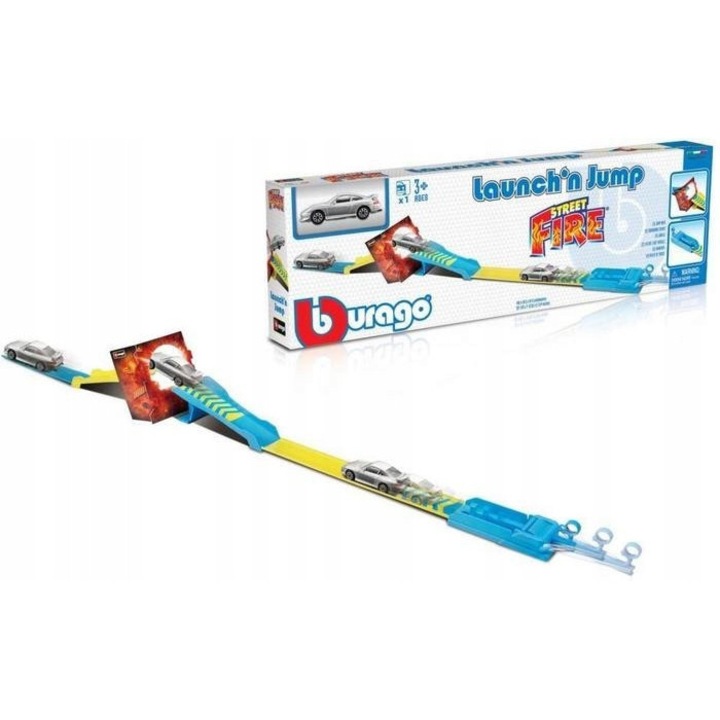 Set lansare masinuta Bburago Street Fire, 1:43, rampa de lansare, multicolor