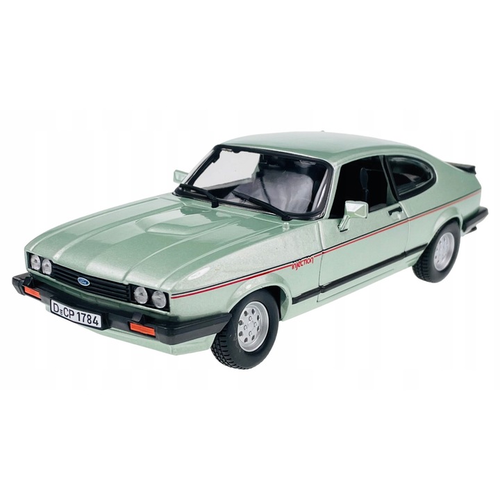 Model metallic Ford Capri 1982, verde, scara 1:24, 17.5cm
