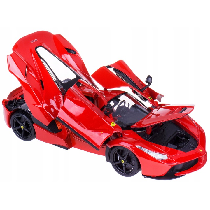 Bburago Ferrari Laferrari fém gyűjtőautó, 25,5x11,5x6,5cm, 1:18 méretarány, mozgatható ajtók és motorháztető