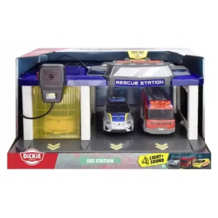 Dickie Mentőállomás szett 3 járművel, fényekkel és hangokkal, többszínű
