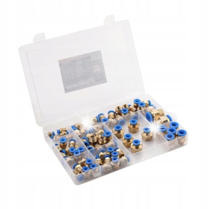 Set de cuplaje rapide pneumatice, 72 elemente 4-16 mm, Kraft&Dele