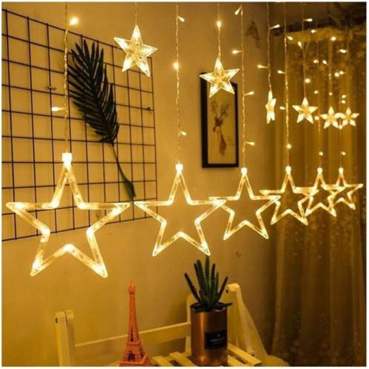 Instalatie luminoasa cu stele, 138 LED, cu telecomandă