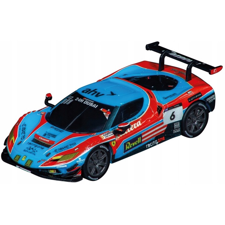 Masinuta pe sine Carrera Ferrari 296 GT3, scara 1:43, design aerodinamic, pentru 2 jucatori