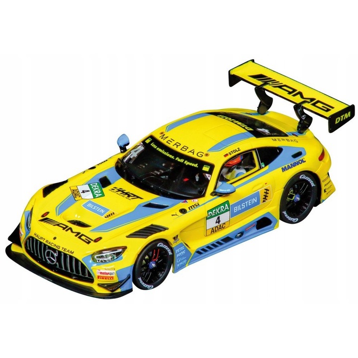 Masina de jucarie Carrera EVOLUTION Mercedes-AMG GT3 Evo No.4 DTM 2023, 1:32, galben, cu efecte luminoase