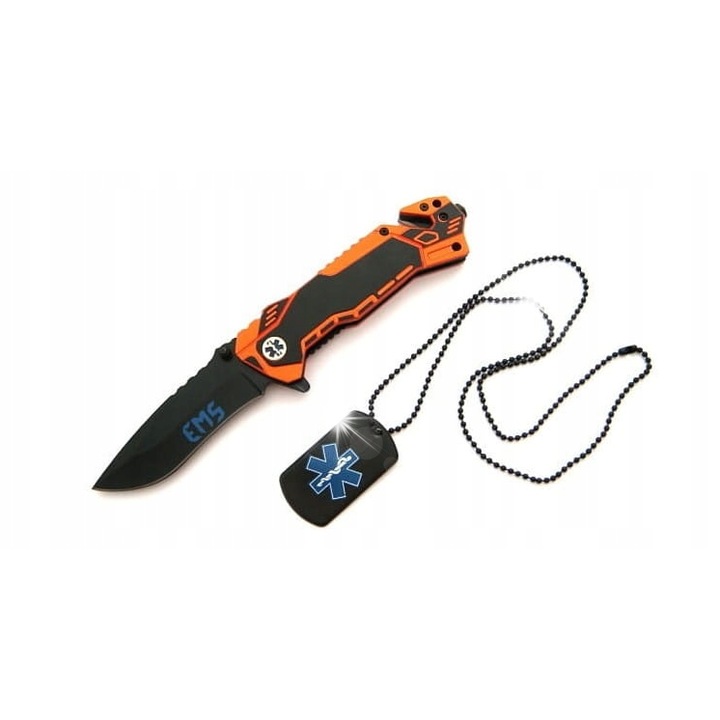 Cutit de salvare Martinez Albainox N-384, 20cm, lama 8,5cm, negru, cu husa