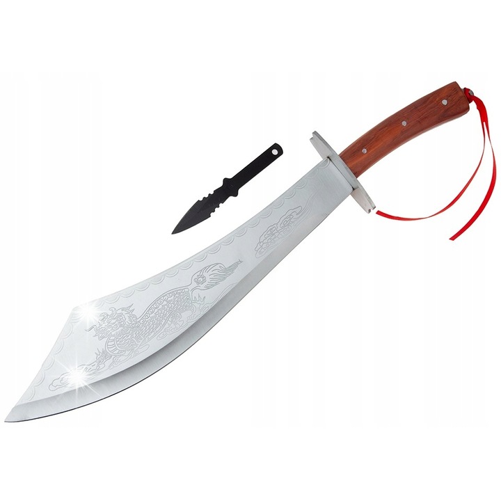 Maceta Dragon 52 cm, BSH ADVENTURE, inox, fa markolat, tokkal és 14 cm-es dobókéssel
