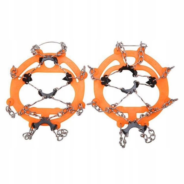 Gheare de drumetie universale antiderapante pentru incaltaminte , 37-43, portocalii, set 2 bucati cu husa de transport