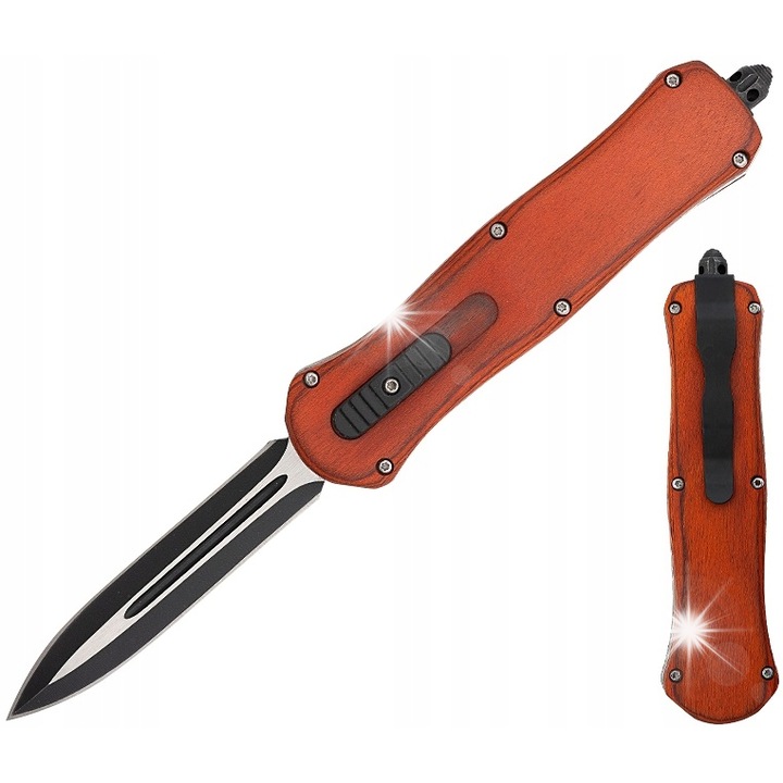 BSH OTF-1 rugós kés, tőr típusú, automata, fekete, 235mm, cordura tokkal