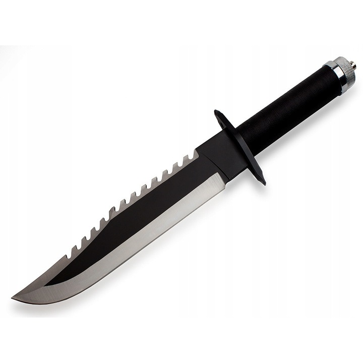 Cutit tactic Rambo Part II, BSH Adventure, otel inoxidabil, 395mm, cu husa din piele ecologica