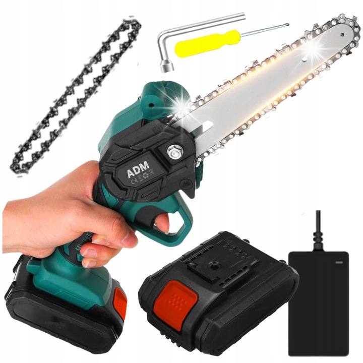 MINEXO elektromos láncfűrész, 21V, 8m/s, 1500mAh akkumulátor, teljes készlet