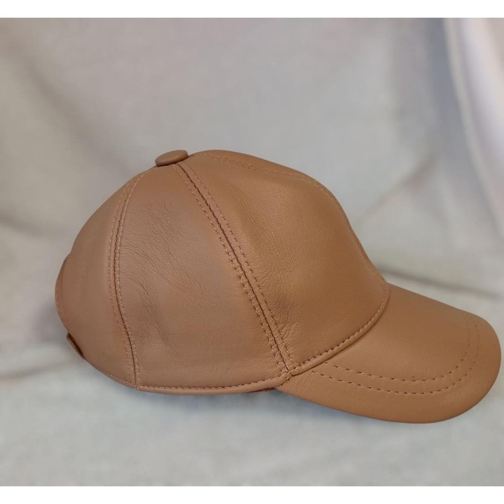 Sapcă unisex din piele naturală, bej, mărime universală