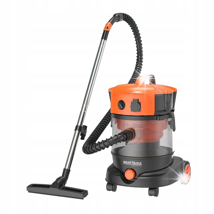 Aspirator industrial fără sac, Kraft&Dele, KD5156, 1400W, rezervor 25L, uscat-umed, funcție de suflare, Portocaliu