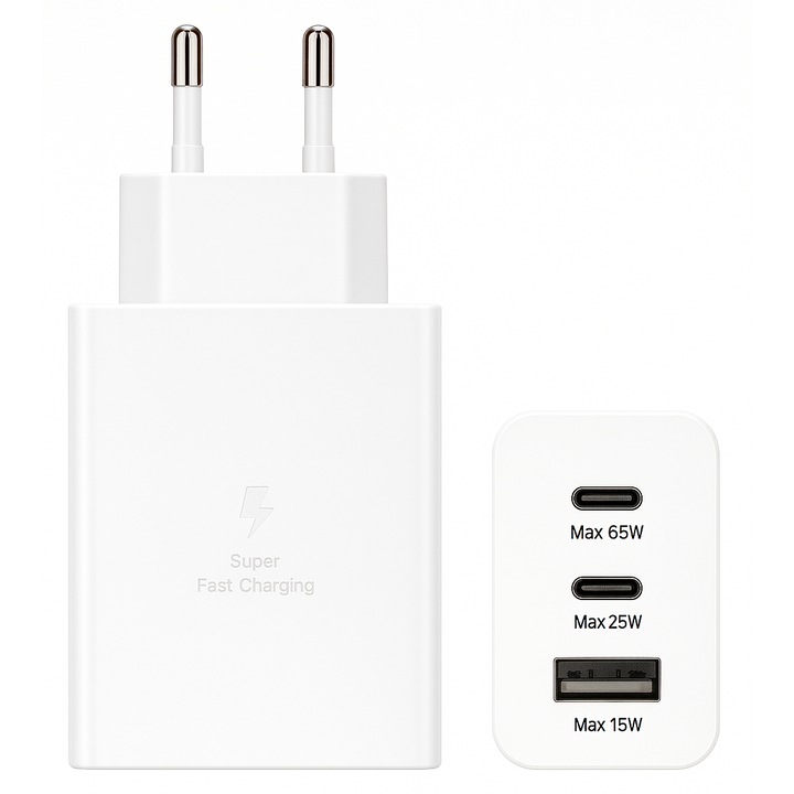 Încărcător rețea BECVER Power Pro AC132, 65W, 2xUSB-C, USB-A, Alb