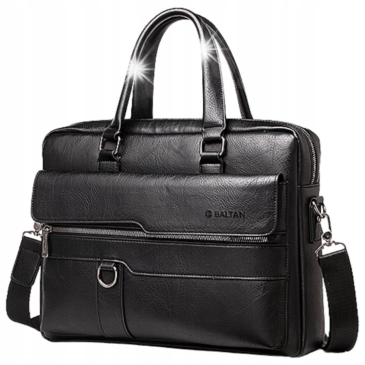 14" laptop táska, MINEXO, környezetbarát, fekete, 38x29x10cm, több rekesszel