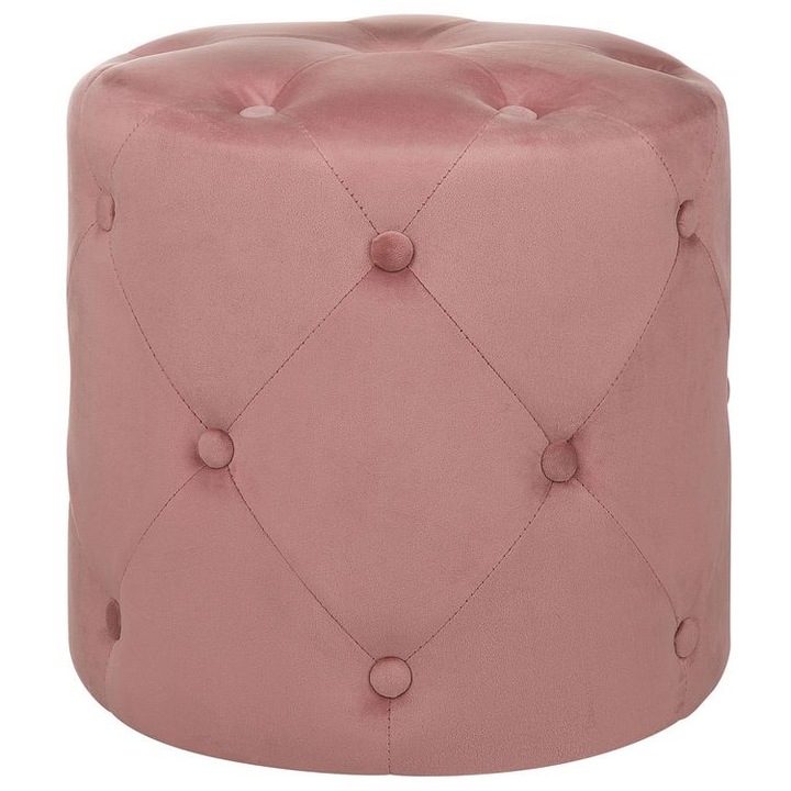 Pouf rotund Beliani Catifea Roz 40x40cm