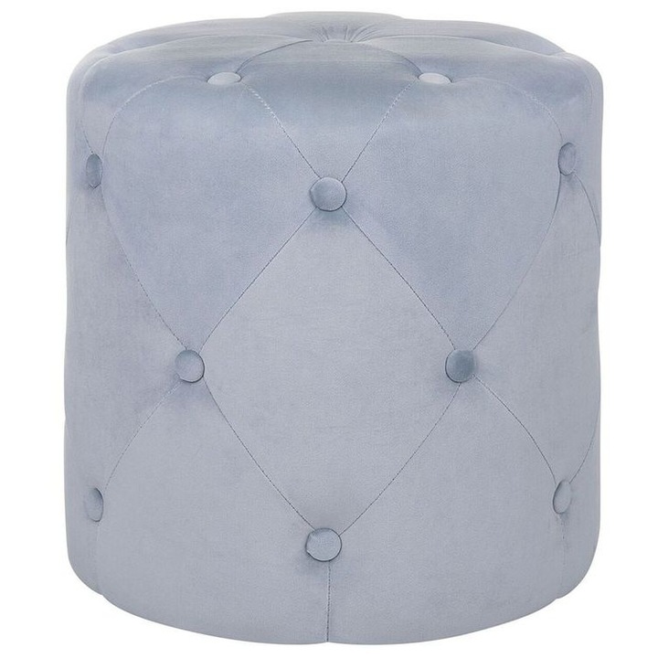 Pouf rotund Beliani, gri deschis, catifea, 40x40cm