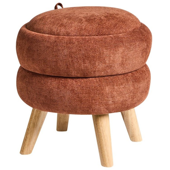 Pouf cu depozitare Beliani, retro, marou auriu, 40x40x41cm