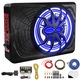 Subwoofer auto subtire,2025modernizatde10",220 W RMS,1200Wmax, amplificator incorporat pentru disipare remarcabila a caldurii, bas puternic si lumina ambientala LED albastra, bucurati-va de o experienta audio, A set Accesorii+TD-22,34*26*8, BIGLISTENING®