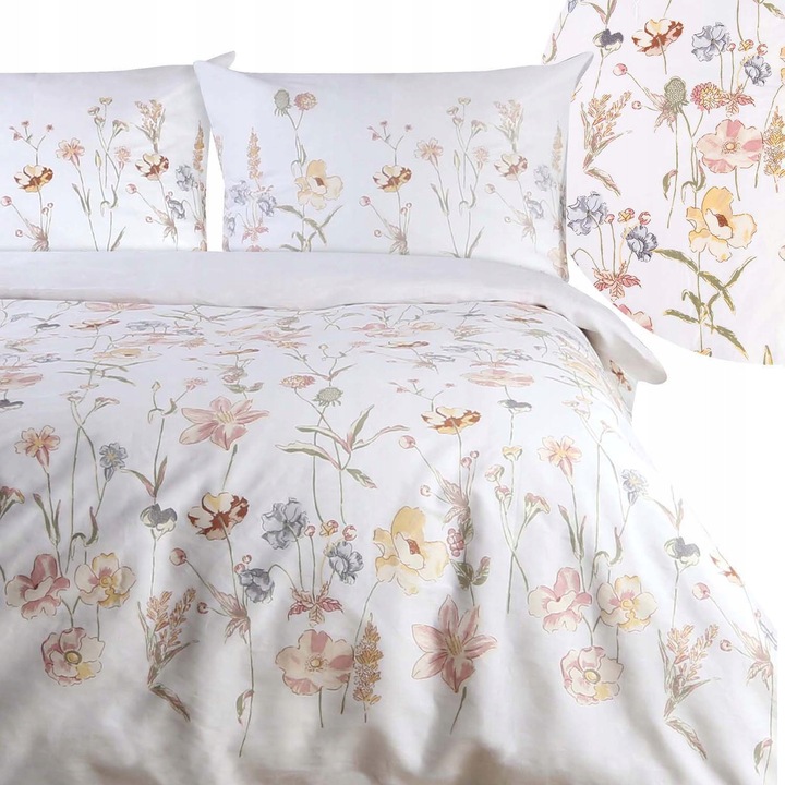 Спално бельо SATYNLOVE 140x200 см, памучен сатен, цветни цветя