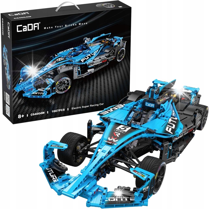 Set de constructie, Double Eagle, masina sportiva albastra, 1667 elemente, pentru copii de la 8 ani