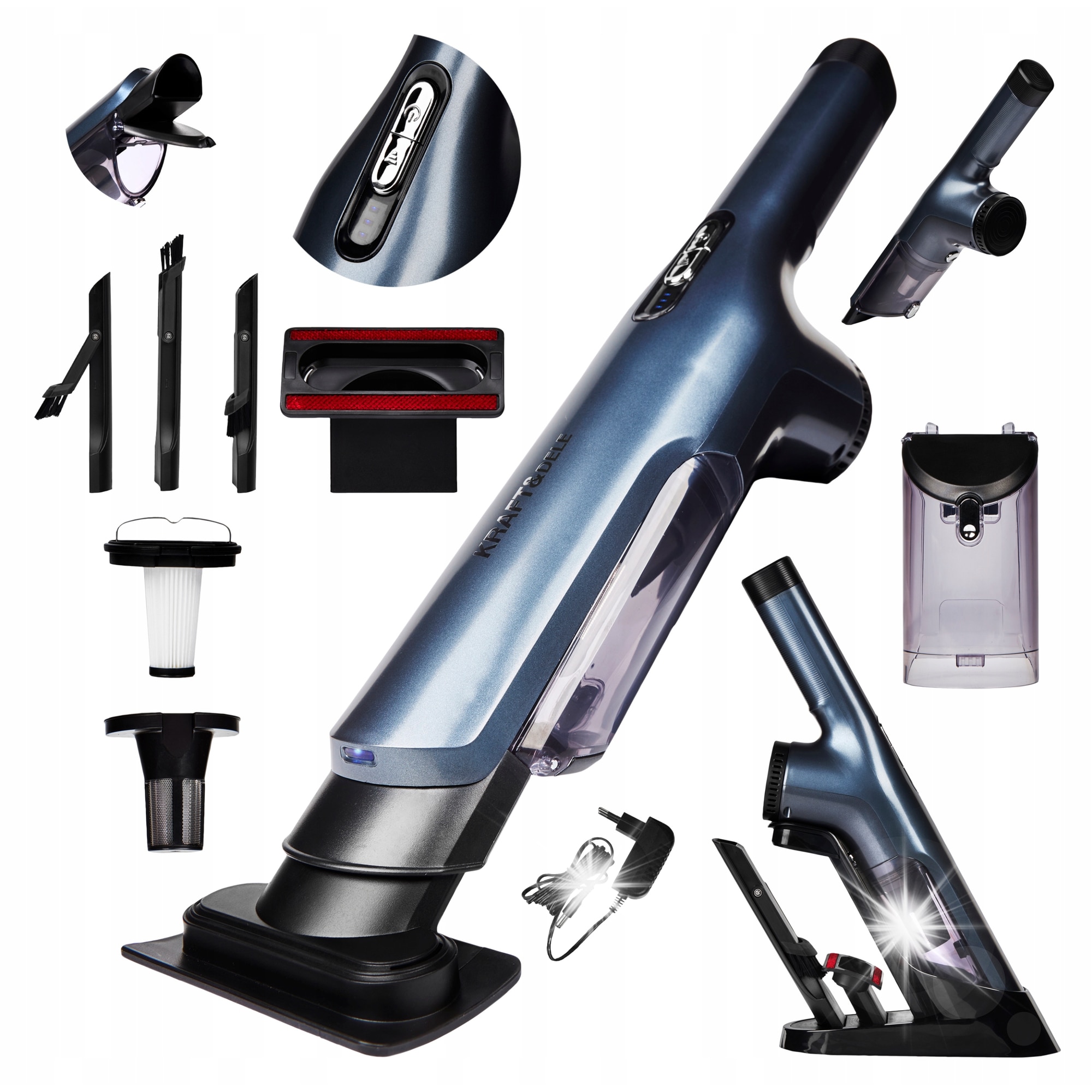 Aspirator manual fara fir Kraft&Dele KD5159, 400W, 2500mAh, , gri