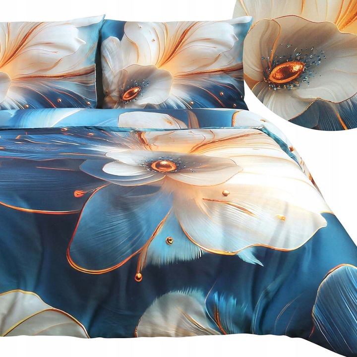 Спално бельо SATYNLOVE PREMIUM 140x200, памучен сатен, цветя