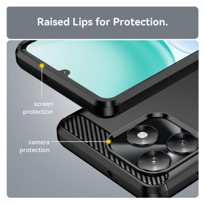 Husa Spate Upzz® Carbon Pro, Compatibila Cu Honor X5c Plus, Protectie Perfecta, Silicon, Negru