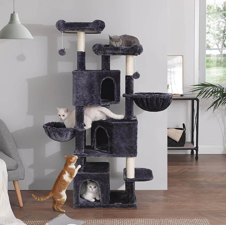 Ansamblu De Joaca Pentru Pisici, Selgot, Plus, 55 x 40 x 164 cm, 6 Nivele, Gri