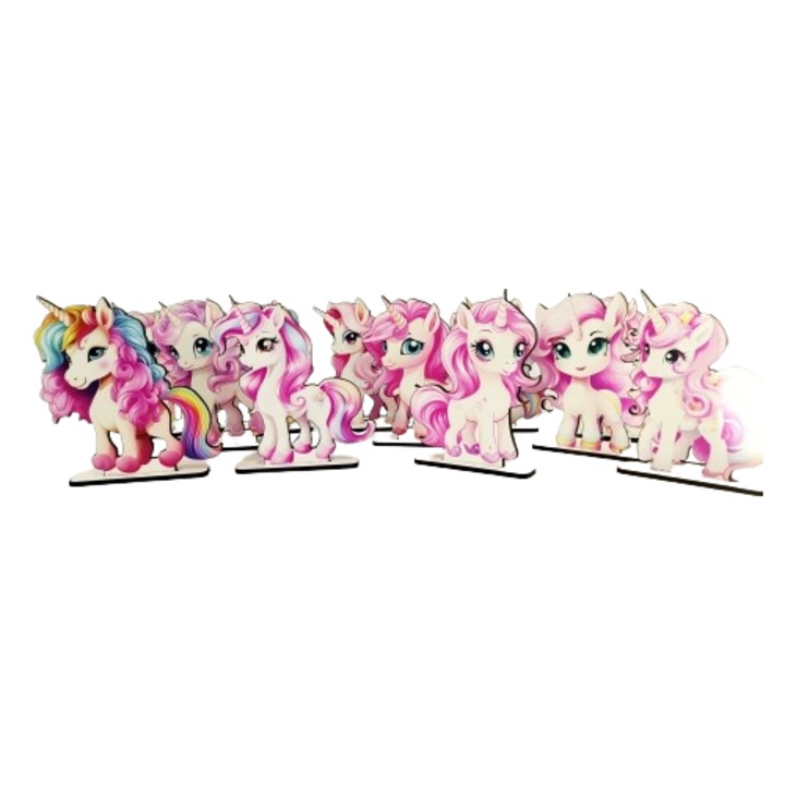 Set 12 Figurine Unicorn, Decor masa Botez, Inaltime 30 cm