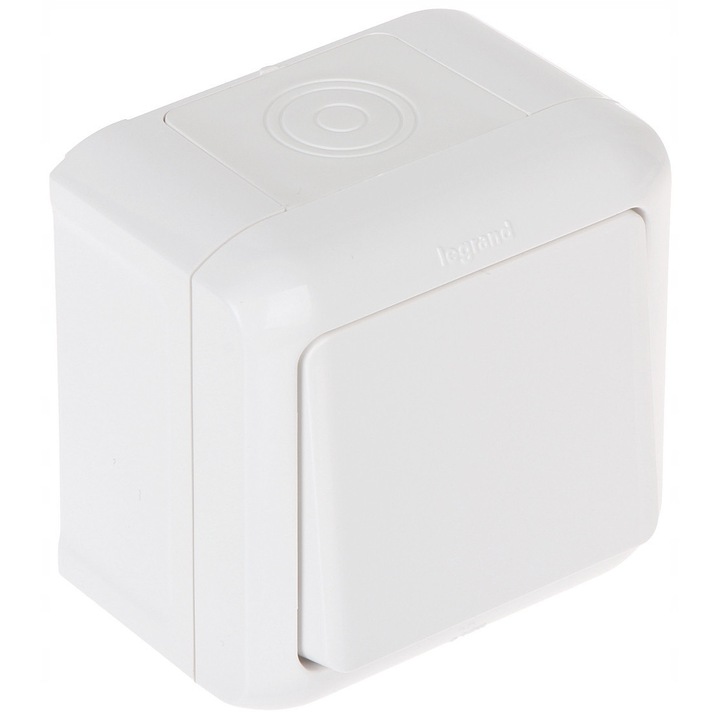 Intrerupator monopolar Legrand Forix 230V 10A alb IP44 70x70x51 mm