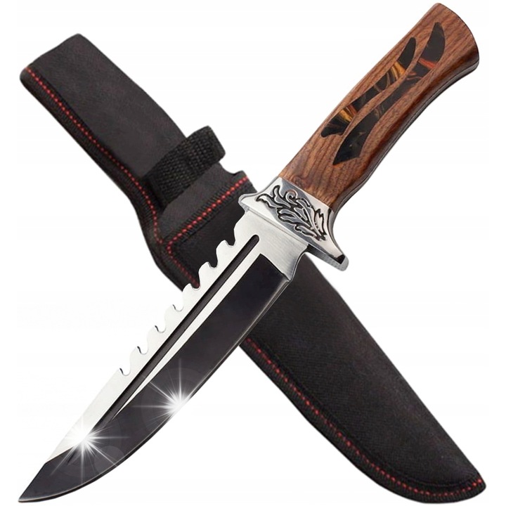 Cutit BSH ADVENTURE Finka 30 cm, inox, maner metalic si lemn, cu toc, 270 g