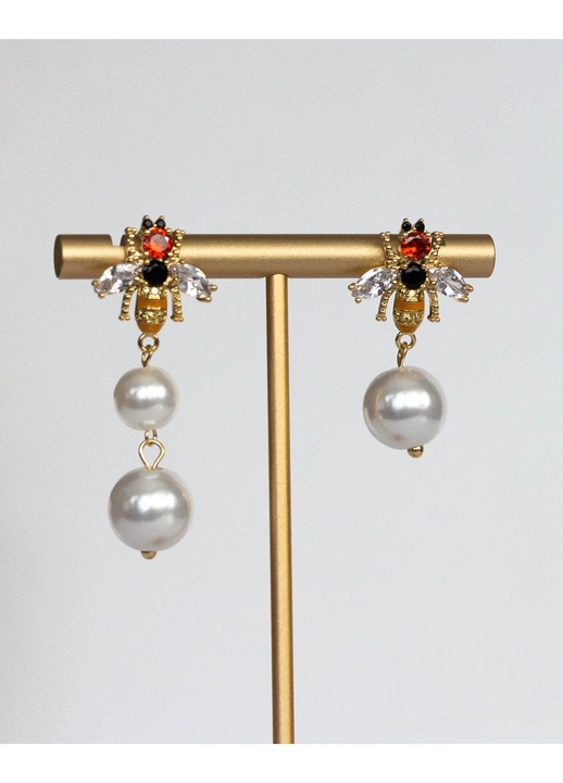 Cercei cristale zirconiu, ac argint, cu surub