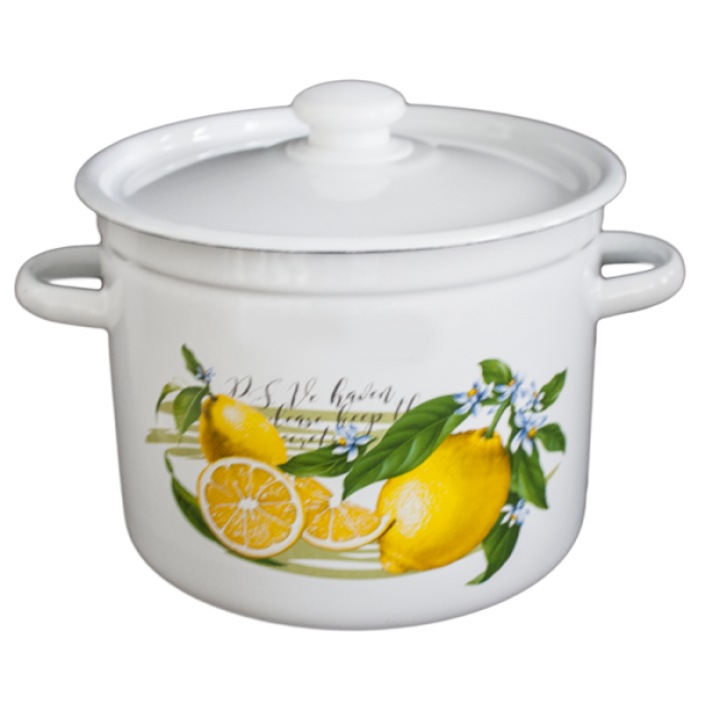 Oala emailata Raki LEMON, otel carbon, cu capac, 7L