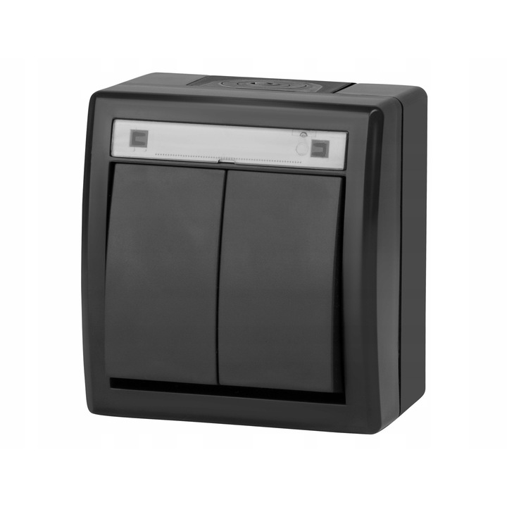 Comutator dublu Elektro-Plast AQUANT 2K IP55, antracit, 10A, 250V