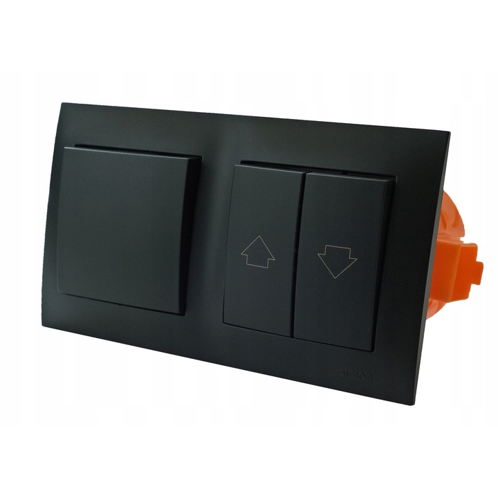 Redőny/zsalu kapcsoló gomb Kontakt-Simon, Simon 54 Premium, matt fekete, falba süllyesztett, 2 billentyű