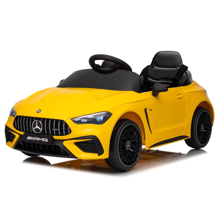 Masinuta electrica Mercedes GTR AMG, telecomanda cu frecventa unica, roti EVA, galben