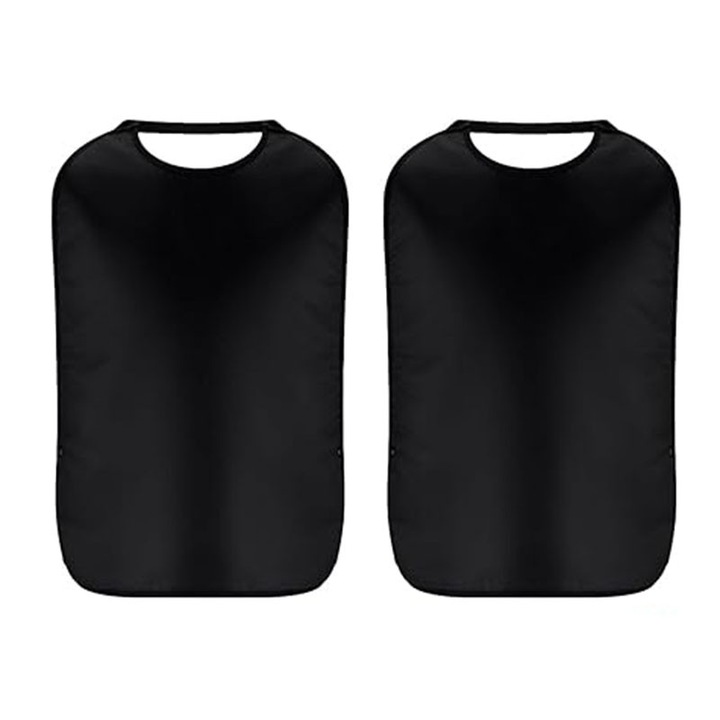 2 db felnőtt előke, BOMSTOM, vízálló, poliészter, könnyen tisztítható, 73x45cm, fekete