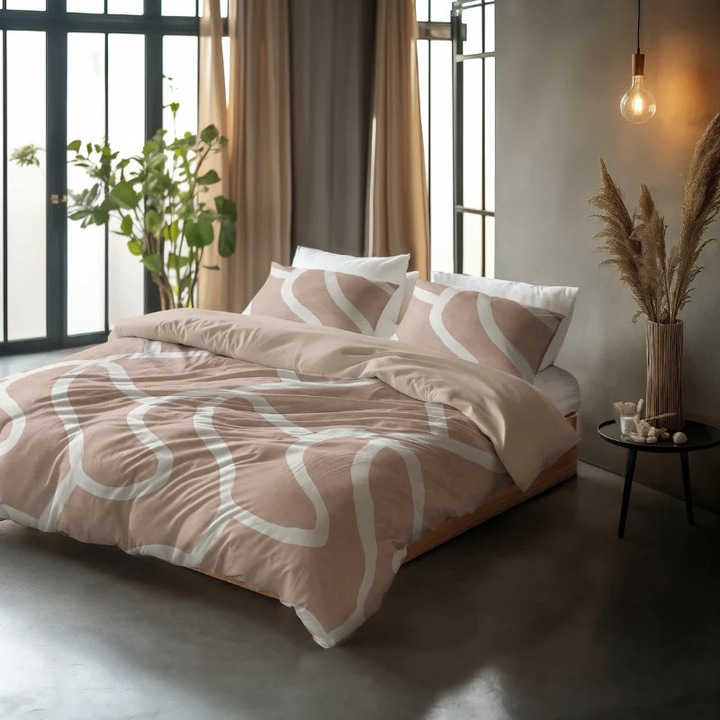 Спално бельо, Sleeptime Pure Clay Contours Peach Brown 140x200, 100% памук, 1 калъфка за възглавница, T128, антиалергично