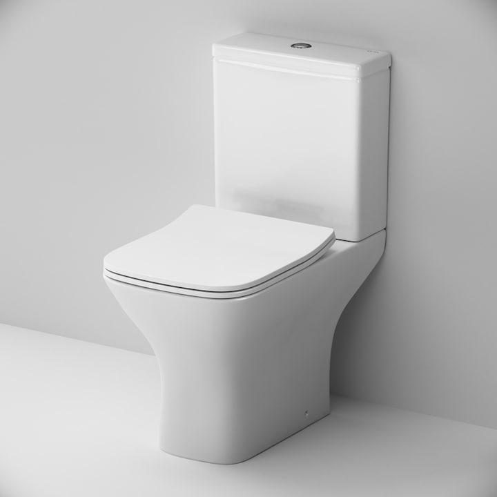 Set vas WC complet cu rezervor, mecanism si capac SoftClose, rimless, design modern, evacuare spate, alb, Gem CGA8601PSC AM.PM