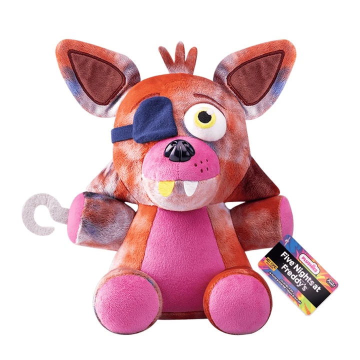 Jucărie de plus FunKo, Five Nights at Freddy's TieDye Foxy, 18 cm, moale, cu sticker tematic