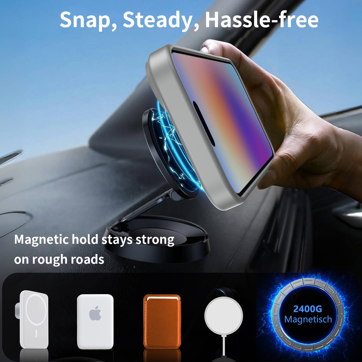 Husa de protectie pentru iPhone 17, Omelivon, MagSafe, cu Suport ajustabil, Margini ridicate pentru protectia ecranului, Anti-Soc, Decupaje Precise, Incarcare Wireless, Spate Semitransparent, Gri inchis