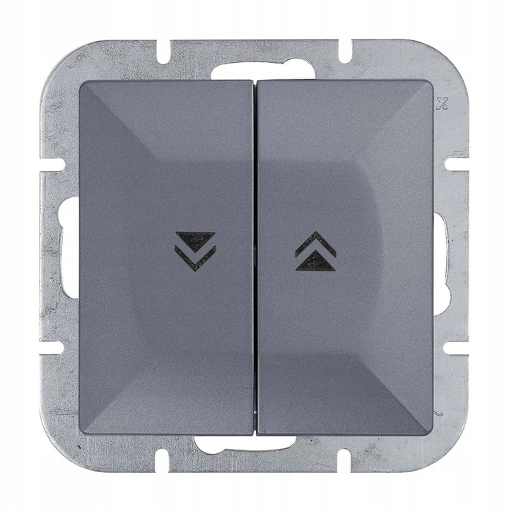 Redőnykapcsoló ABEX WP-11P, antracit színű, süllyesztett szerelés, méretei 81x81x41mm