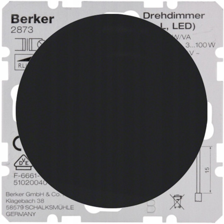 Berker LED fényerő-szabályozó, fényes fekete, elegáns design, lépcsőházi szerelésekhez