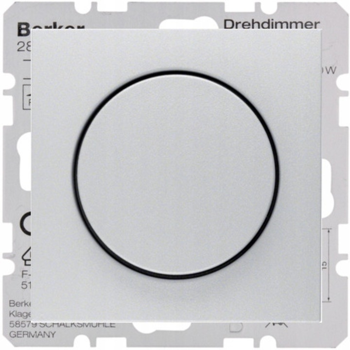 LED fényerőszabályzó Berker B.Kwadrat, matt alu, 3-100W LED, 20-500W halogén