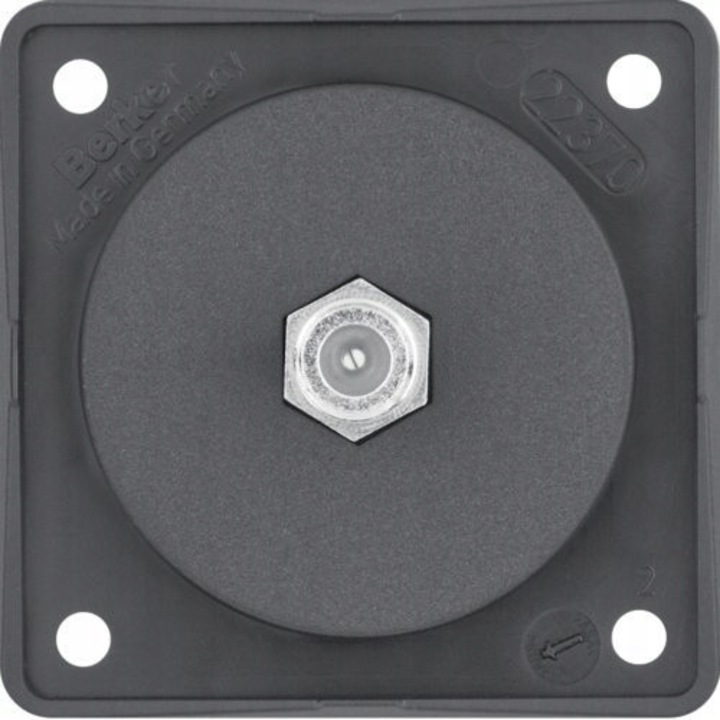 Priză antenă SAT Hager Berker Integro Flow, antracit mat, dimensiuni compacte, montaj aparent/incastrat