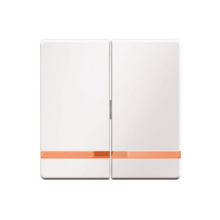 Buton alb, Hager, lentila portocalie, finisaj catifelat, Cap-scara