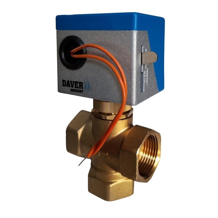 3-utas elosztó mágnesszelep, 1", 220V/50Hz, rugós visszatérő mechanizmussal, Daver