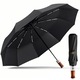 Umbrela pliabila unisex, Ultrixe, 64x103cm, rezistenta la vant si ploaie, design clasic si structura rezistenta, Pentru doua persoane, Negru
